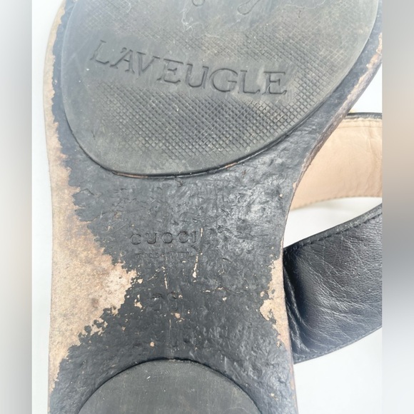 Gucci Black leather double GG lifford thong flat sandals 38 - Picture 10 of 11